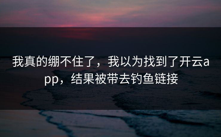 我真的绷不住了，我以为找到了开云app，结果被带去钓鱼链接