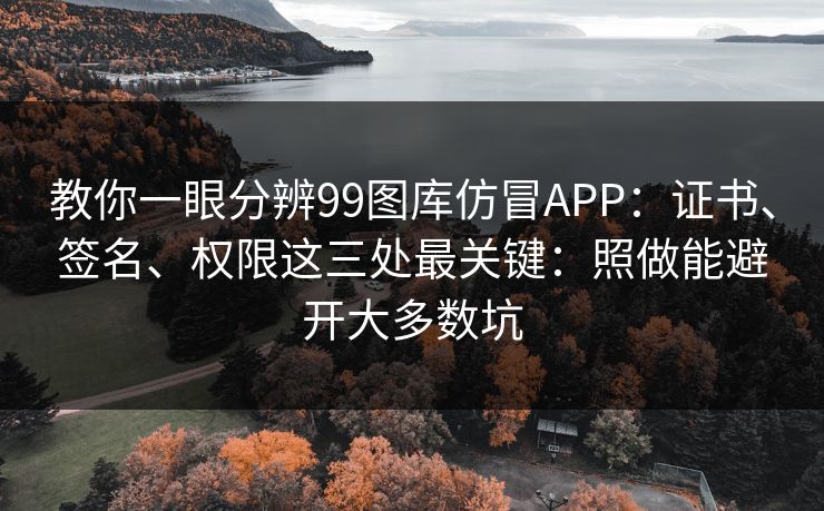 教你一眼分辨99图库仿冒APP：证书、签名、权限这三处最关键：照做能避开大多数坑