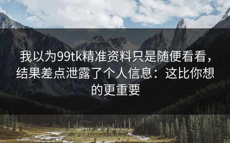 我以为99tk精准资料只是随便看看，结果差点泄露了个人信息：这比你想的更重要
